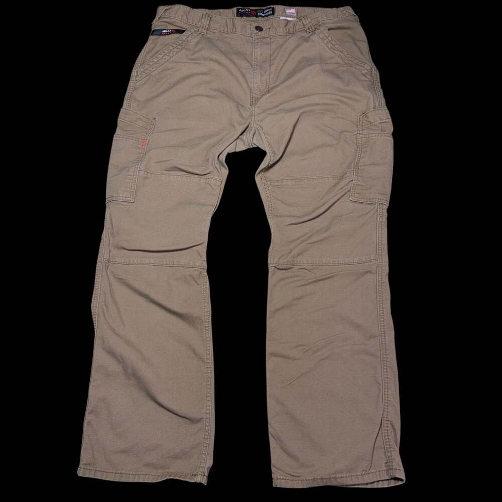 Ariat M5 Straight Leg FR Flame Resistant Cargo Work Pants Khaki Size 38x30